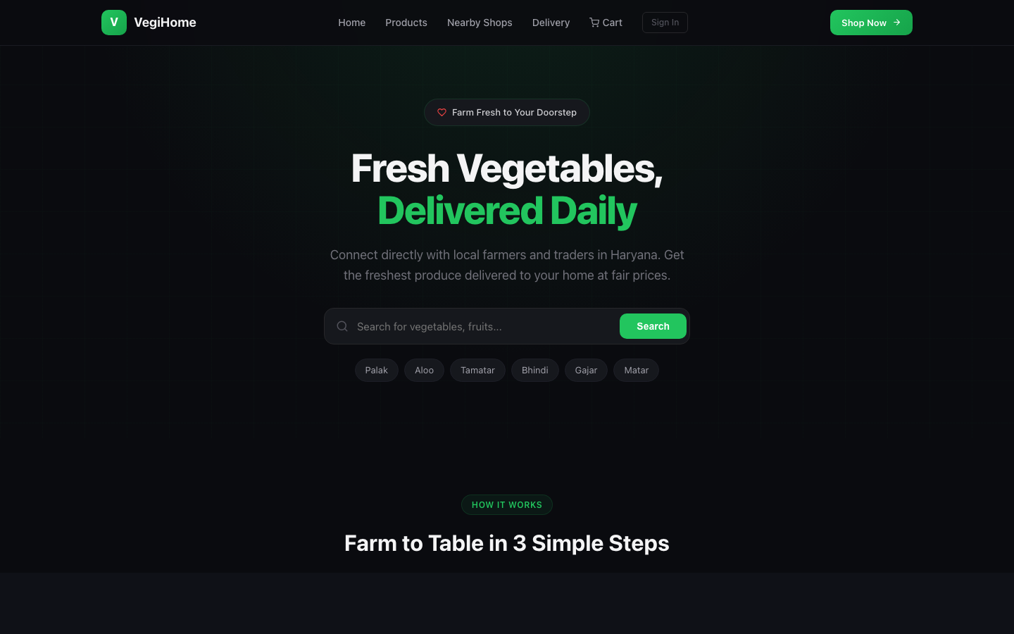 VegiHome — Fresh Vegetables